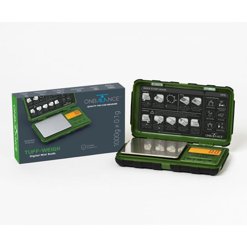 TUFF - WEIGH SCALES 1000 X 0.1 GRAM - WITH IMPACT RESISTANT CASE - GREEN - Choose Coffee