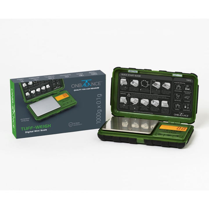 TUFF - WEIGH SCALES 1000 X 0.1 GRAM - WITH IMPACT RESISTANT CASE - GREEN - Choose Coffee