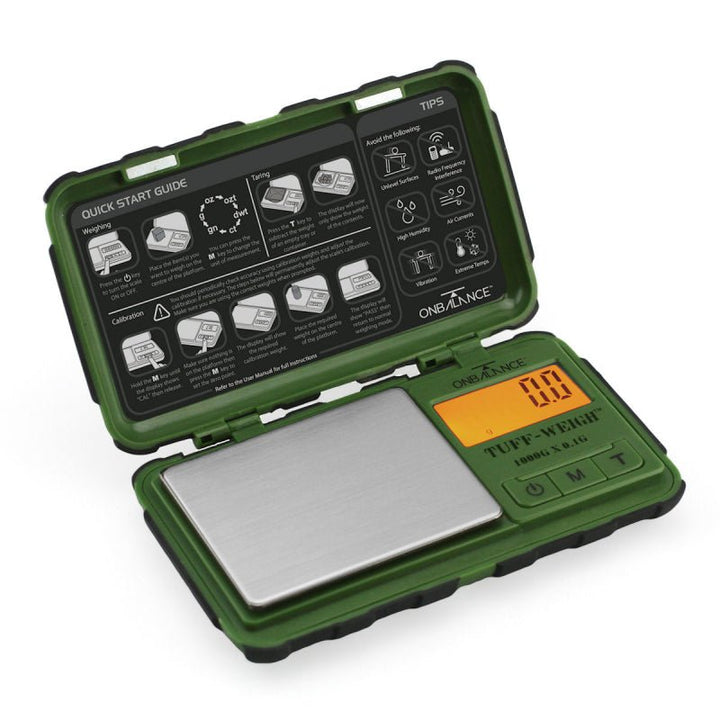 TUFF - WEIGH SCALES 1000 X 0.1 GRAM - WITH IMPACT RESISTANT CASE - GREEN - Choose Coffee